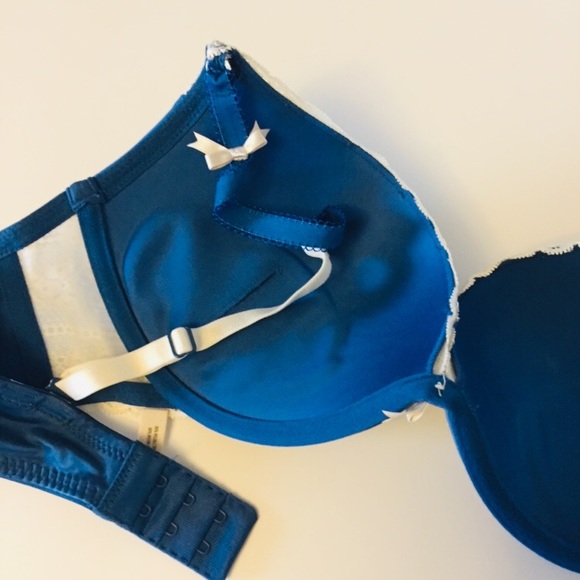 Emma Bra 34C in Royal Blue and off white lace - Picture 3 of 4